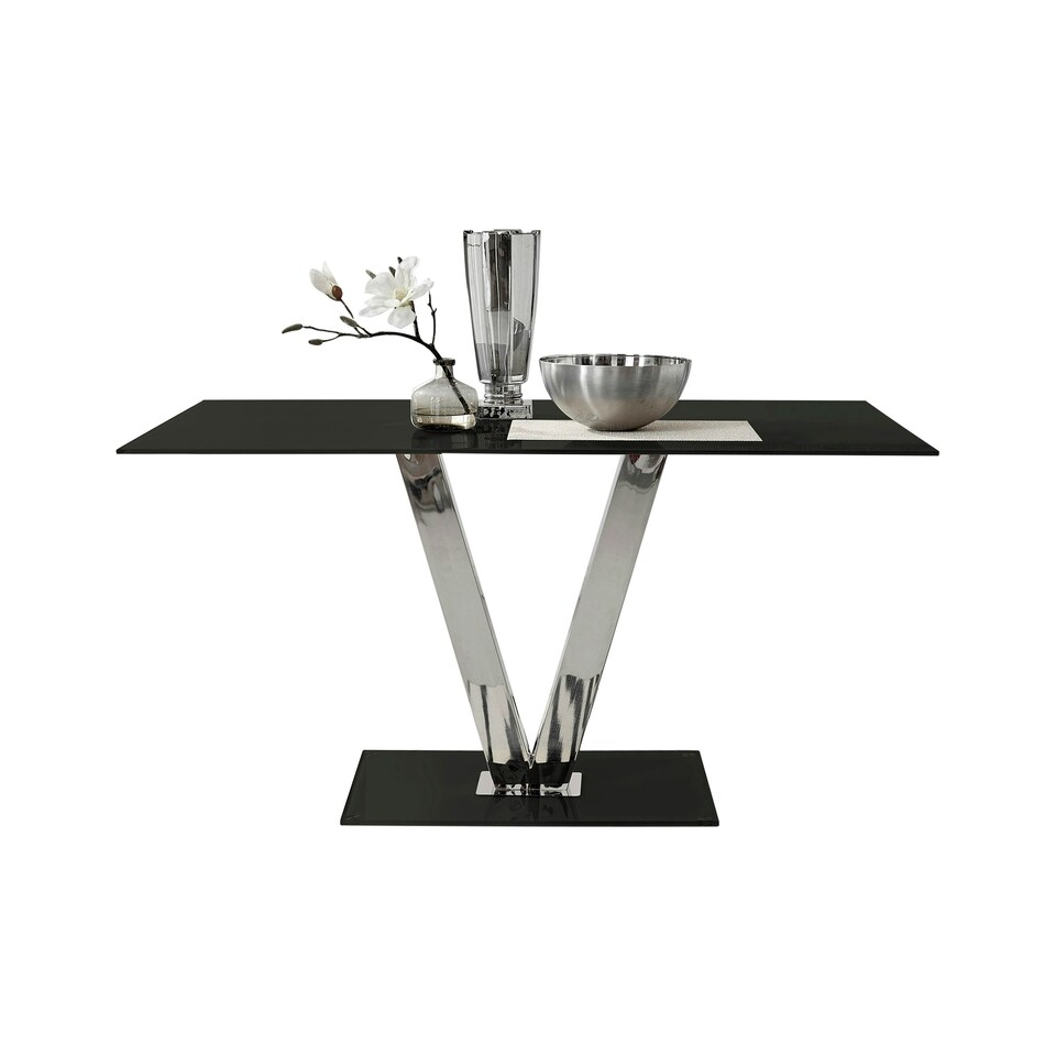 image 1 of Furniturebox Florini Black Glass And Metal V Dining Table