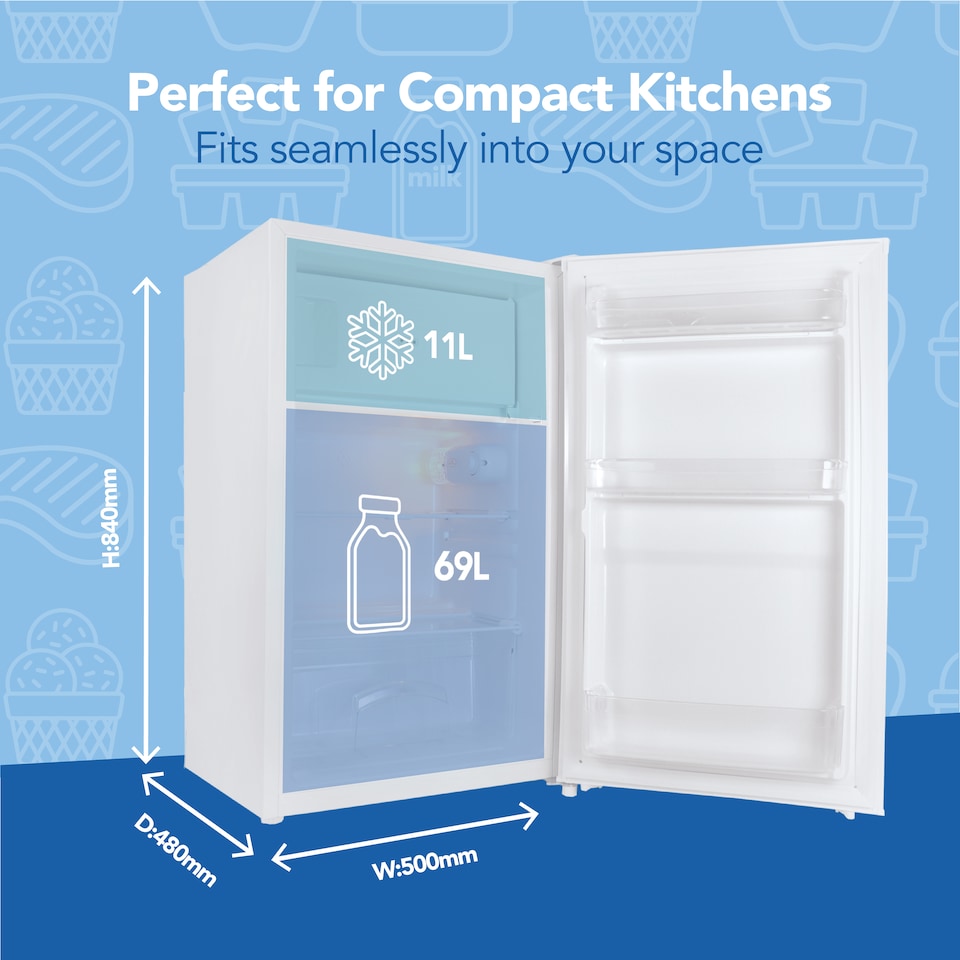 image 1 of Igenix IG348R Under Counter Fridge 80 Litre, White