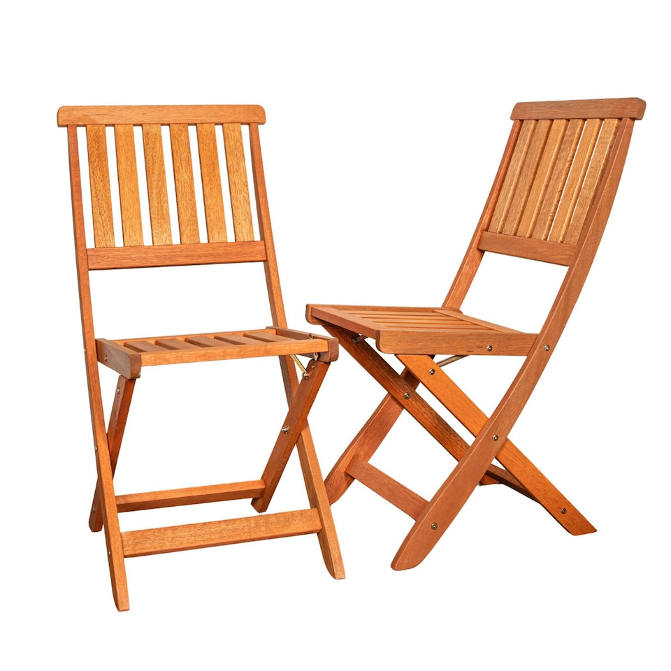 image 1 of Set of 2 Bowness Outdoor Garden Patio Wooden Folding Chairs | Brown | Brown