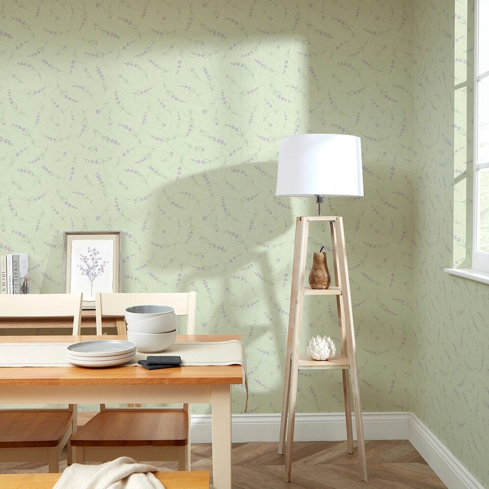 image 1 of Lavender Cascade Wallpaper in Sage Multi
