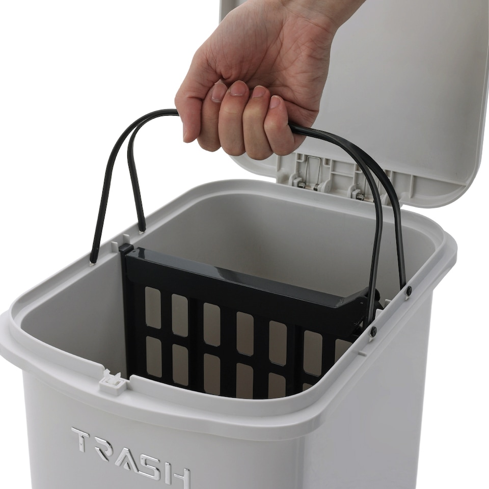 image 1 of Living and Home 18L 2-Tier Dry Wet Separation Trash Bin with Divider | Grey