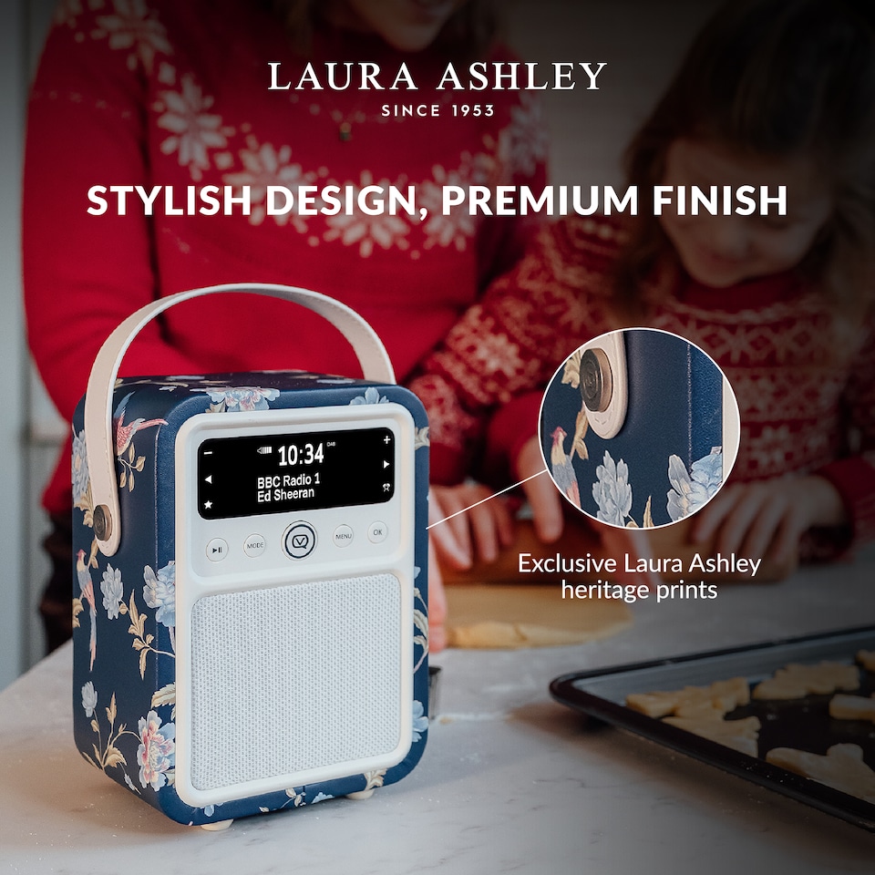 image 1 of Laura Ashley Portable DAB Radio Alarm Clock - VQ Monty DAB+, FM Digital Radios with Bluetooth