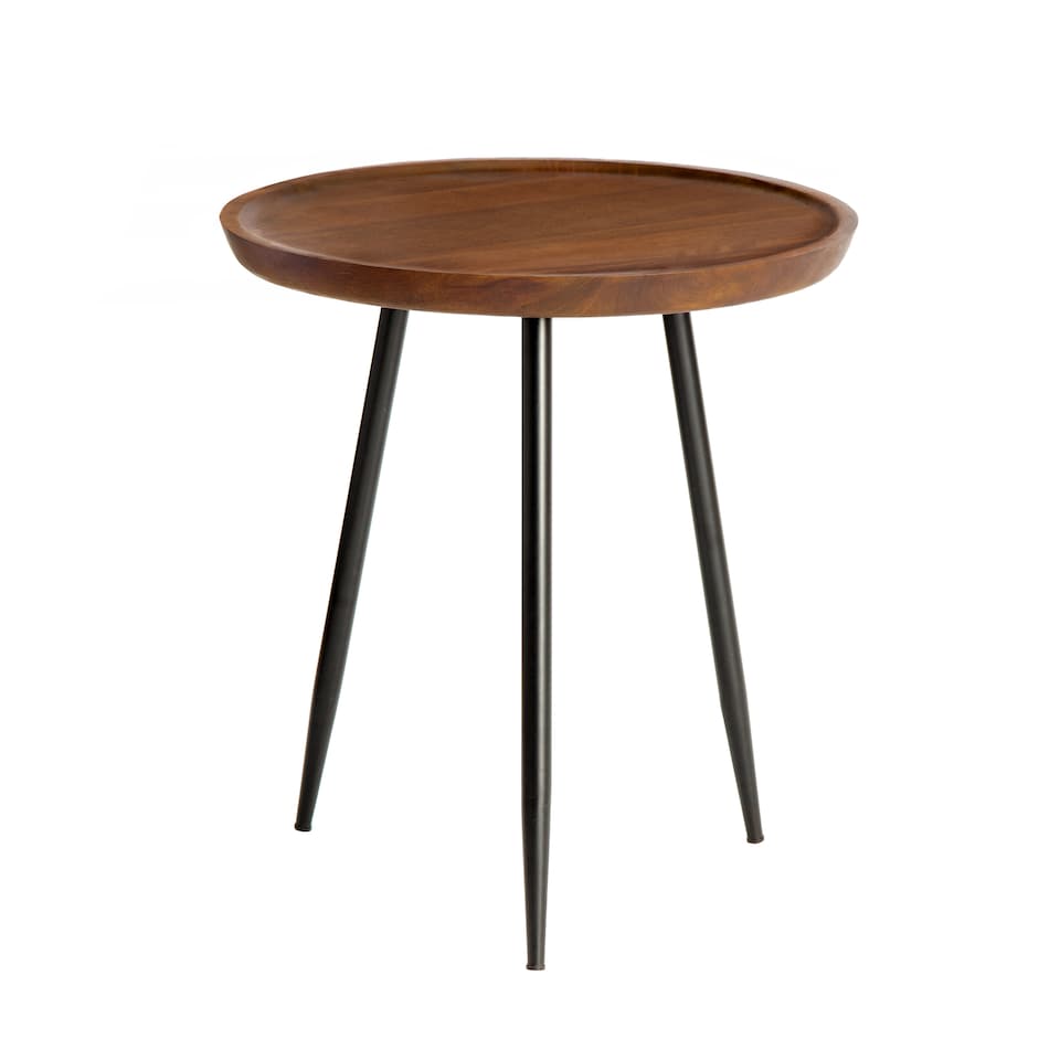 image 1 of Chervey Round Solid Mango Wood Side Table with Tri-Pin Legs Large