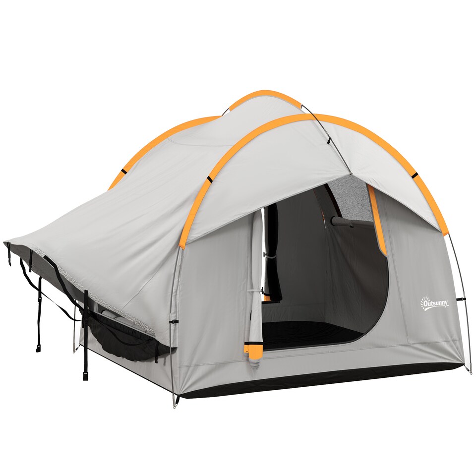 image 1 of Outsunny 5 Man Tailgate Tent 2000mm Waterproof | Grey | Grey and Orange | 239x210x210 cm