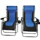 image 1 of Set of 2 Luxury Padded Multi Position Zero Gravity Garden Relaxer Chair Lounger in Blue & Black