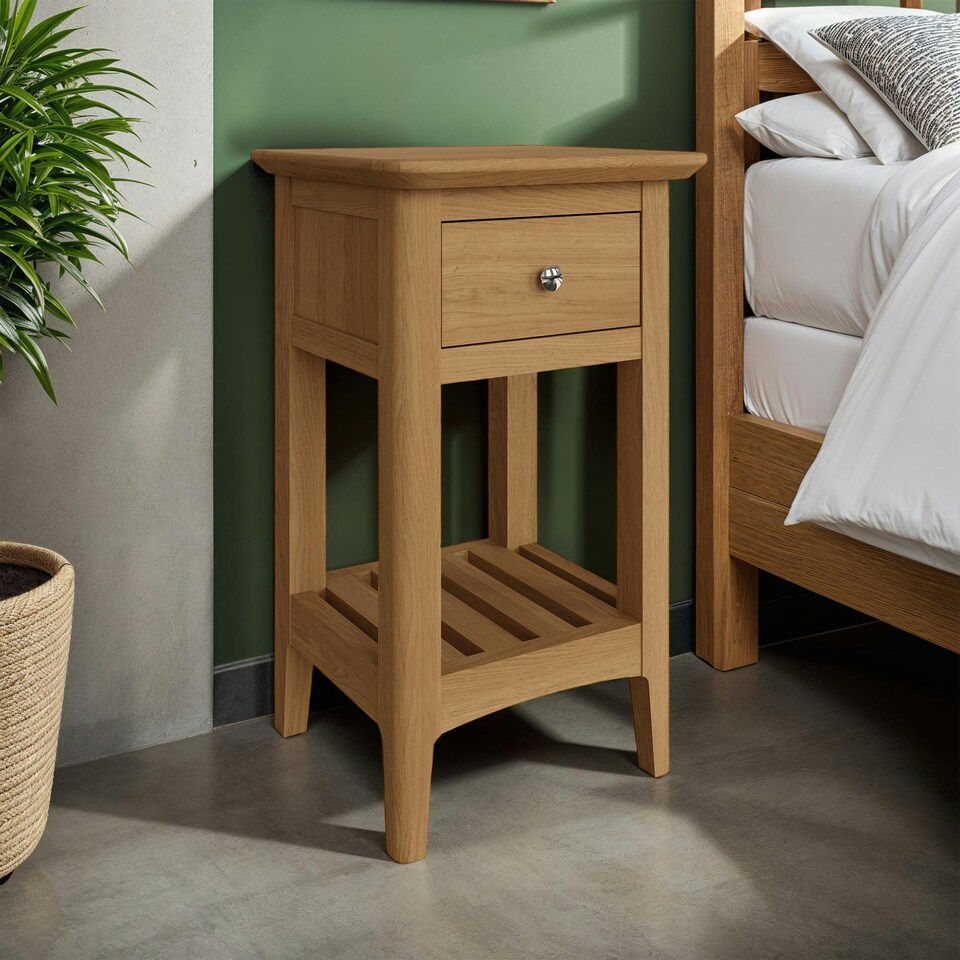 image 1 of Newark Ash 1 Drawer Slim Bedside