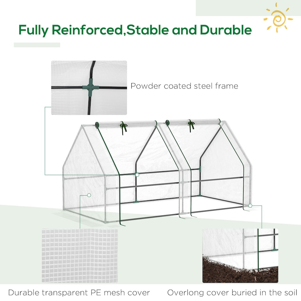 image 1 of Outsunny Mini Small Greenhouse with Steel Frame & PE Cover & Window
