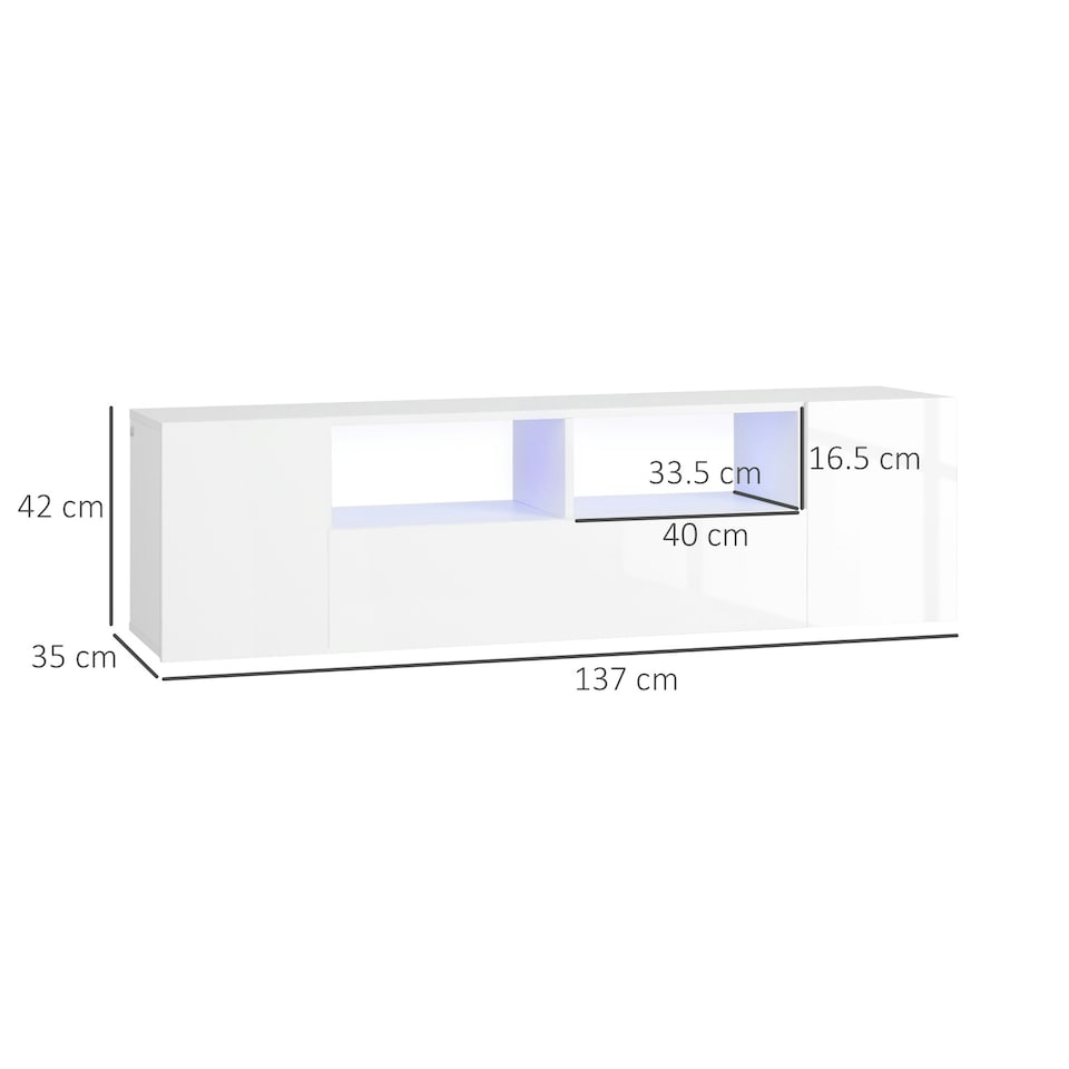 image 1 of HOMCOM TV Unit Cabinet for TVs up to 60" TV Stand with LED Lights