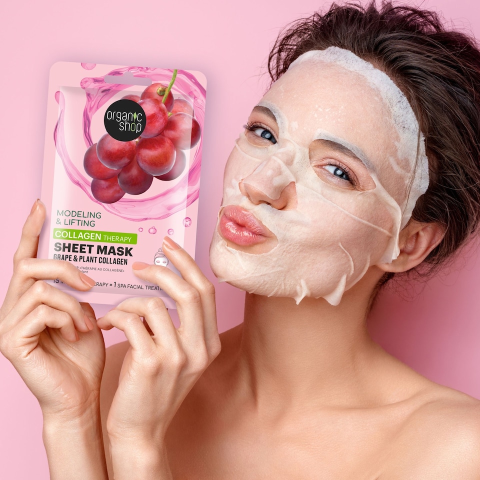 image 1 of Organic Shop Collagen Therapy Model & Lift Sheet Mask, 1 pc