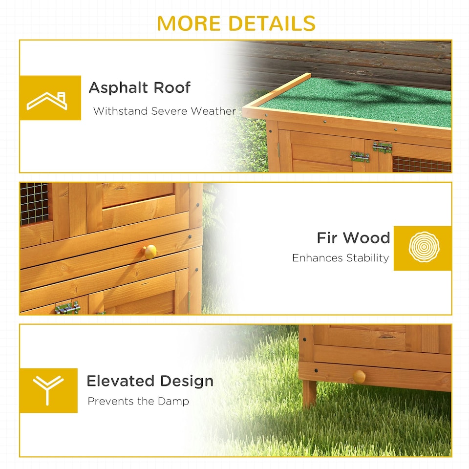 image 1 of PawHut 2-Tier Wooden Rabbit Hutch with Sliding Tray