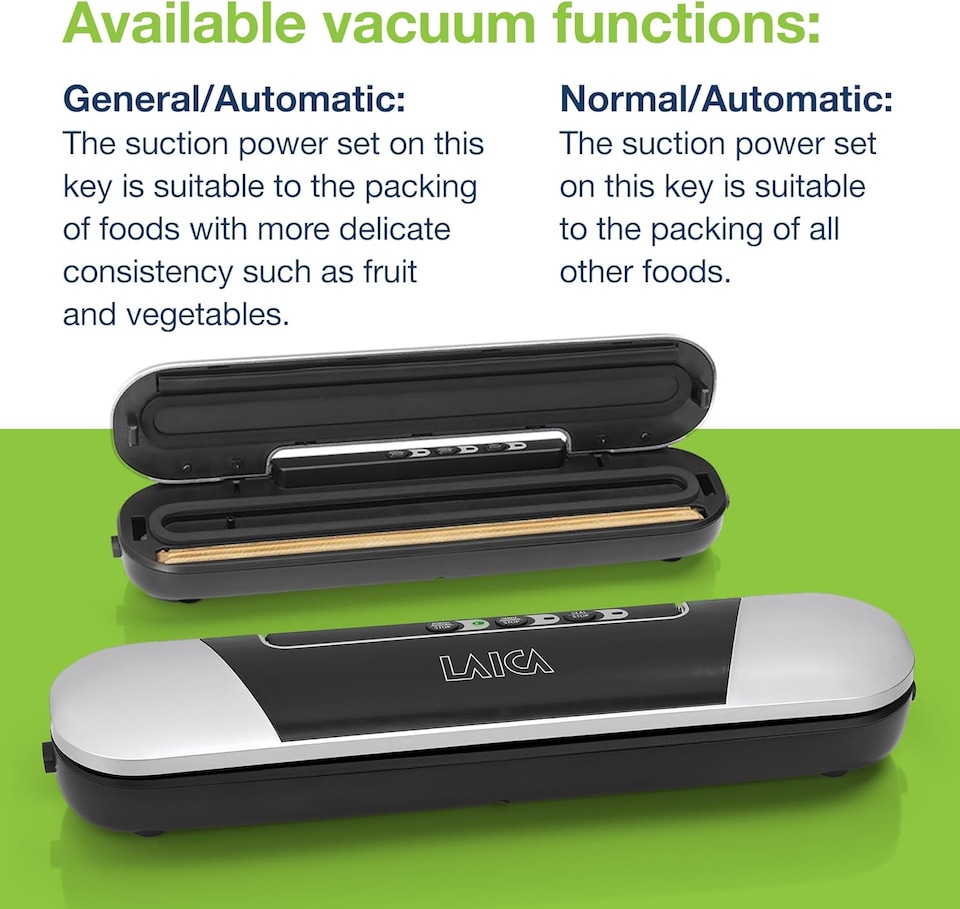 image 1 of LAICA Food Vacuum Sealer Machine Compact VT3205 - Integrated Cutter & Magnetic Base - With Bags