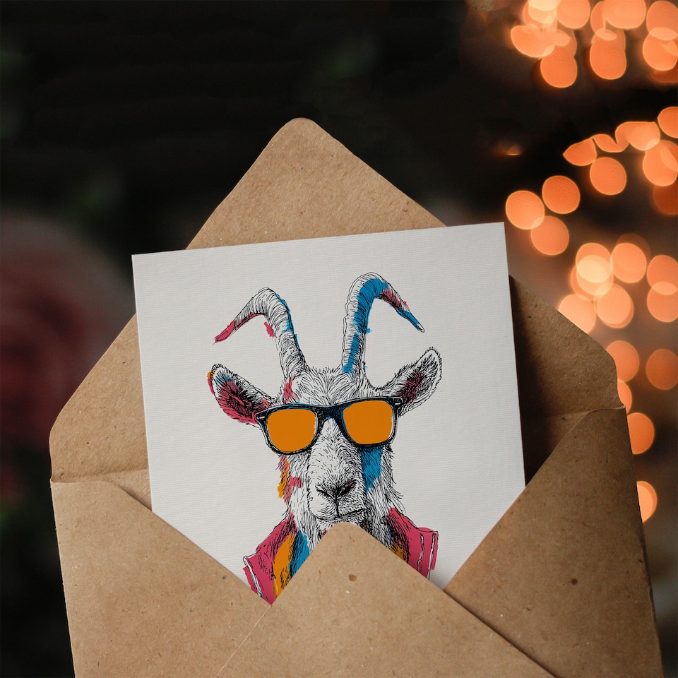 image 1 of Funny Father's Day Card for Dad Greatest Of All Time Goat Greeting Card Blank