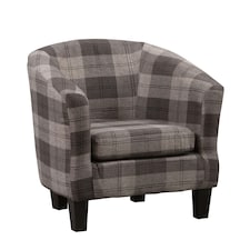 Medford Chequered Fabric Tub Chair - Grey