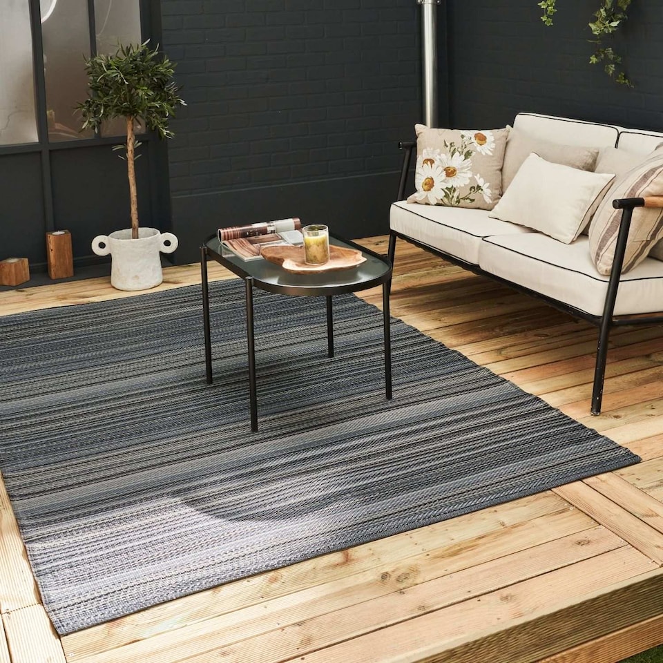 image 1 of The Rugs Rainbow Collection Reversible Weatherproof Outdoor Garden Patio Rug Striped | 1020