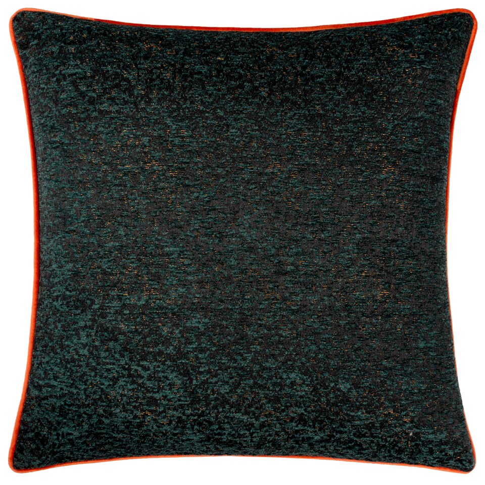image 1 of Paoletti Chenille Piped Cushion, Emerald, 50 x 50cm