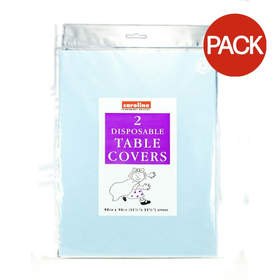 Caroline Square Paper Table Covers (Pack of 2) - Light Blue - 90cm