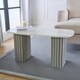 image 1 of OHS Ribbed Curved Home Furniture Living Room Decor Coffee Table White | White Marble