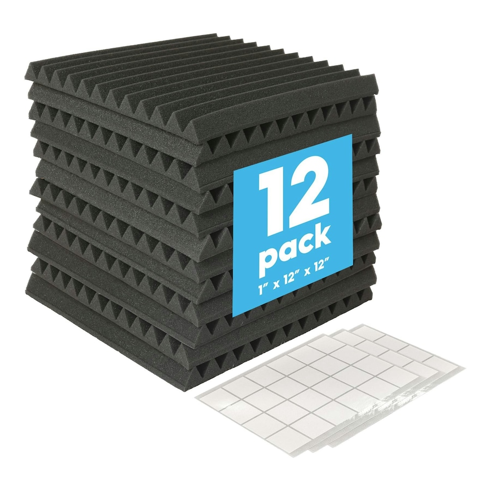image 1 of Harbour Housewares Square Foam Acoustic Panels - 2.5 x 30 x 30cm - Black - Pack of 12 Black