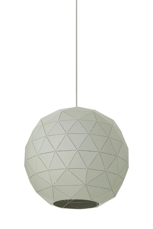 image 1 of Interiors by Premier Large White Geometric Pendant Light, Modern Ceiling Light With White Steel Shade, Durable Decorative Lighting