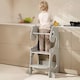 image 6 of Kidoz Toddler Learning Tower - Kitchen Helper with Safety Rail - Dinosaur Grey