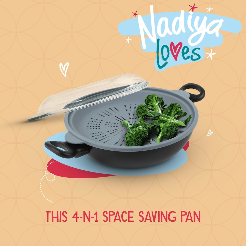 image 1 of Prestige Wok Pan with Silicone Insert 4 in 1 Non Stick Cookware Set - 26 cm