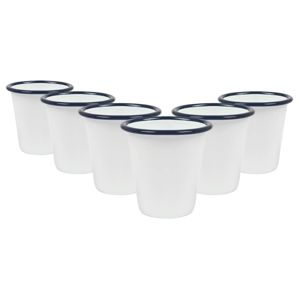 image 1 of Argon Tableware White Enamel Tumblers - 300ml - Blue - Pack of 6 Blue