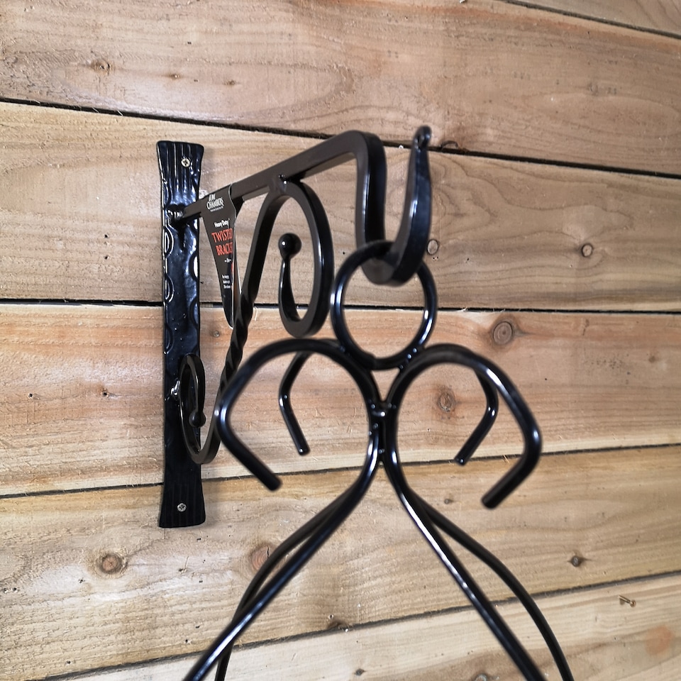 image 1 of Tom Chambers Black Metal Spanish Garden Flower Wall Hanging Basket Large 35cm 14 inch - Without Bracket | Black | Black