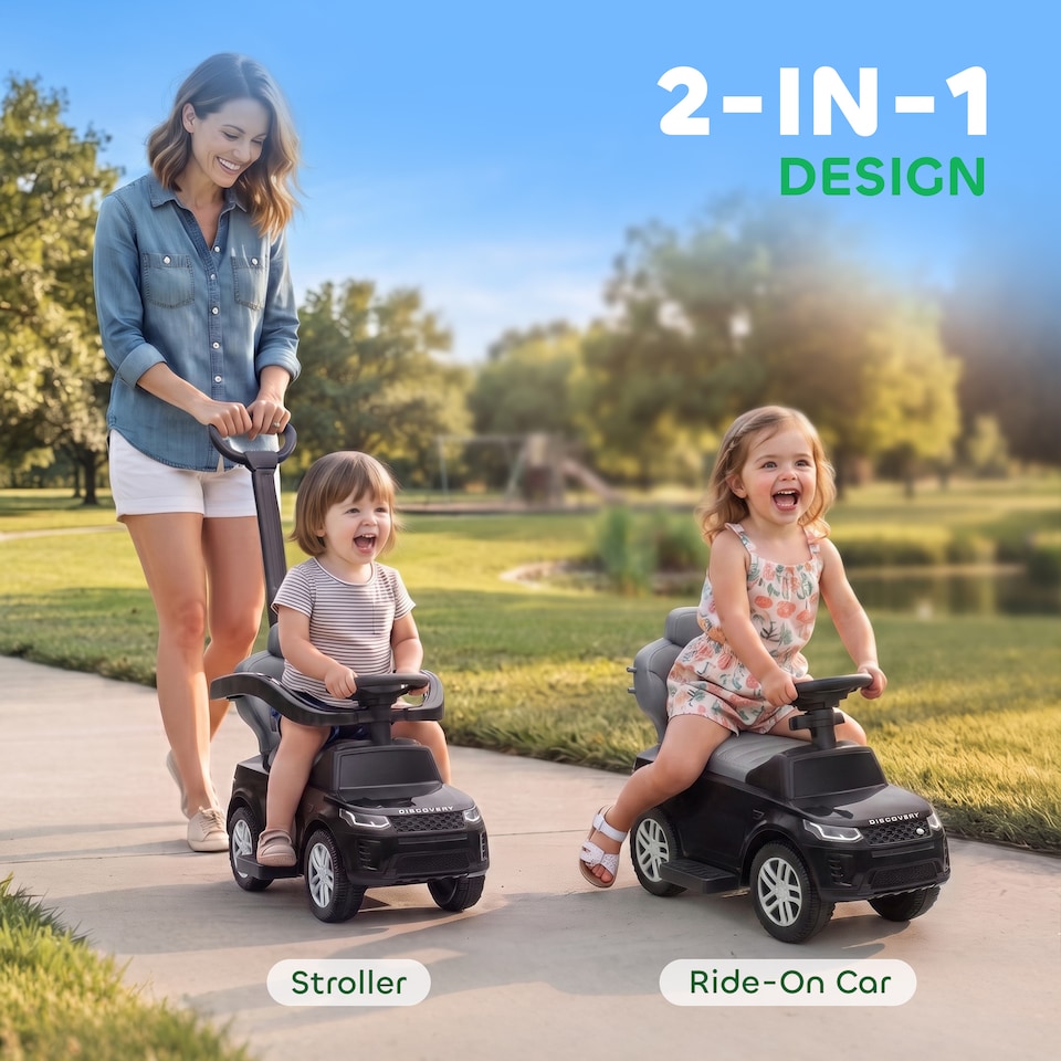 image 1 of AIYAPLAY LAND ROVER DISCOVERY Licensed Baby Push Car, 2-in-1 Ride on Car with Removable Push Handle, Foot to Floor Sliding Car with Storage, Safety Guardrail, for Toddlers 18-36 Months