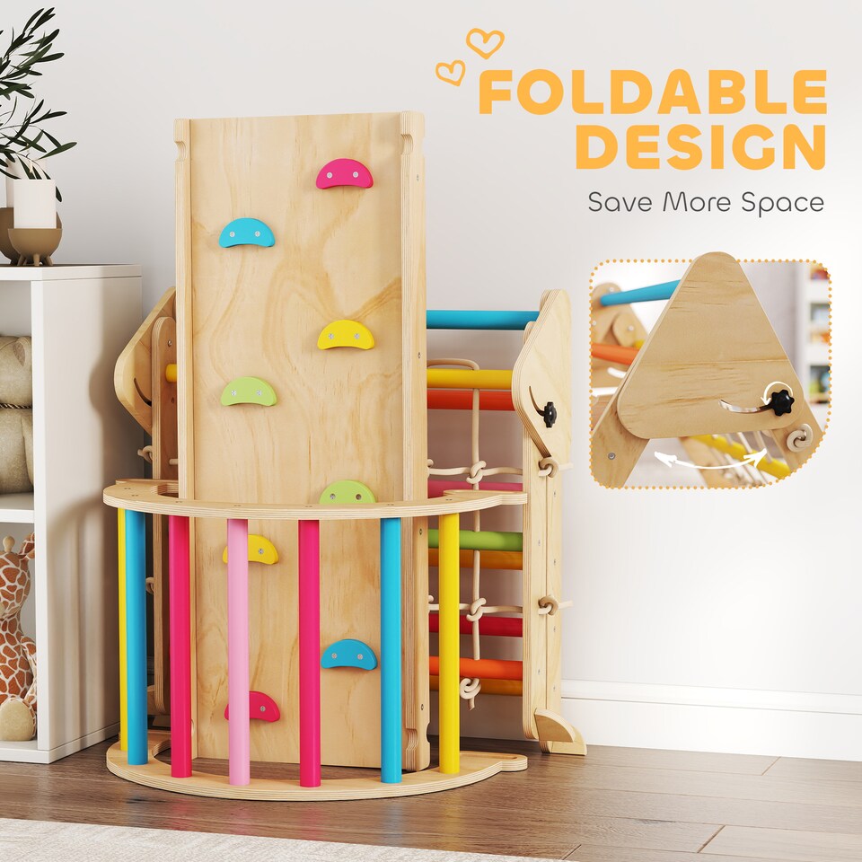 image 1 of AIYAPLAY 8-in-1 Toddler Climbing Frame, Play Triangle Set, Multicolour