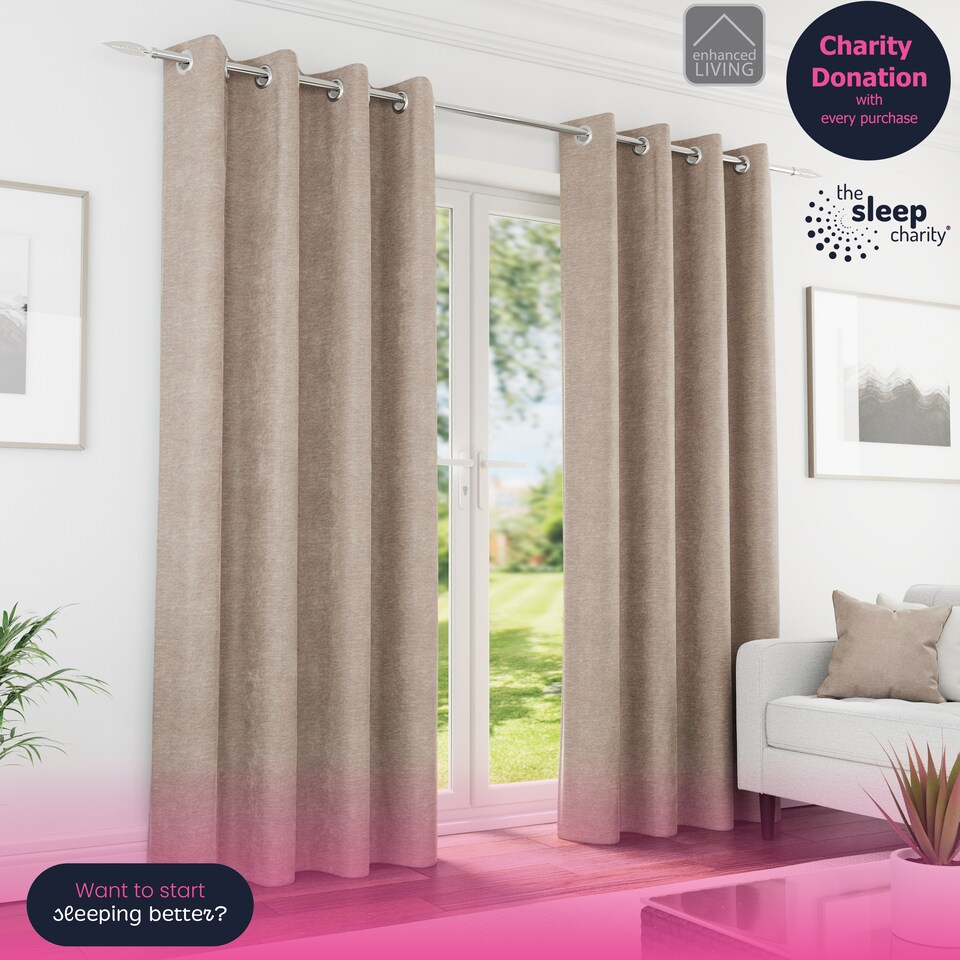 image 1 of Enhanced Living Knightsbridge Blackout, Thermal Sand Curtains with Eyelet Header (PAIR) - 66x72 inch (168x183cm)