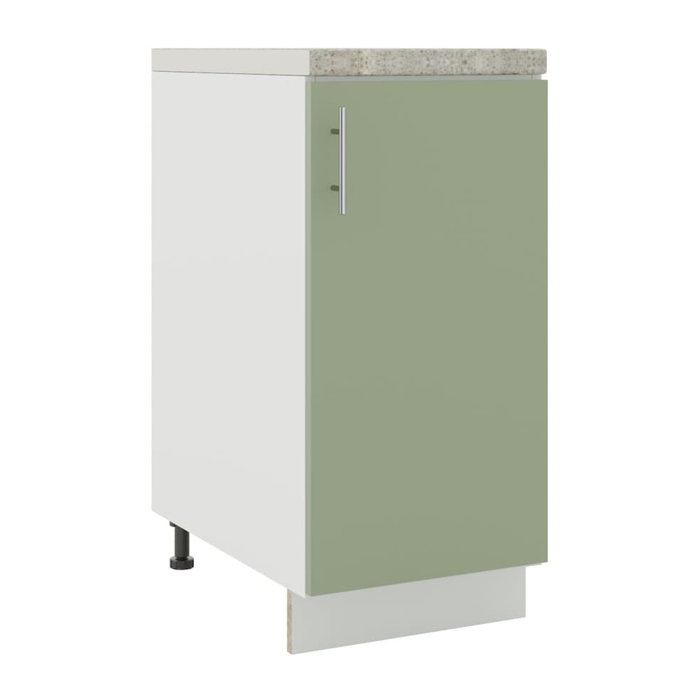 image 1 of JD Greta Adjustable Legs Kitchen Base Unit 400mm Storage Cabinet With Door Shelf 40cm - Sage Green Matt With Worktop