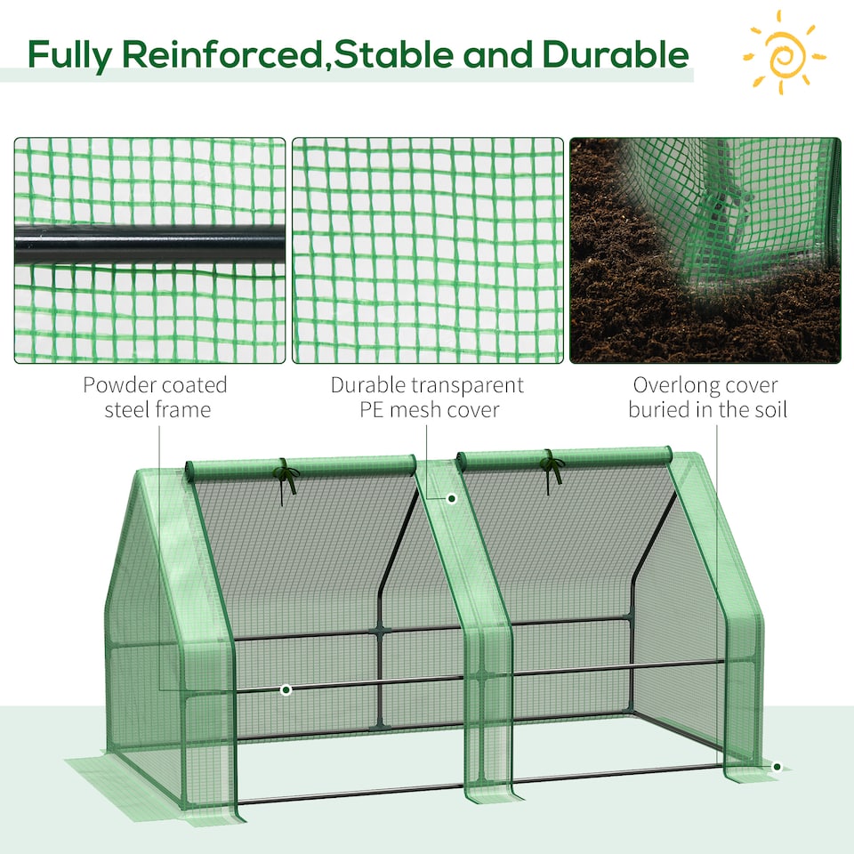 image 1 of Outsunny Mini Small Greenhouse with Steel Frame & PE Cover & Window