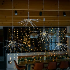ValueLights Bursting Stars 4 Pack Silver Illuminated Decoration and Integrated LED 1.5W Warm White Bulb