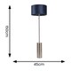image 3 of ValueLights Lexy Navy Blue Velvet Drum Shade with Brushed Chrome Dimmable Floor Lamp with LED Bulb