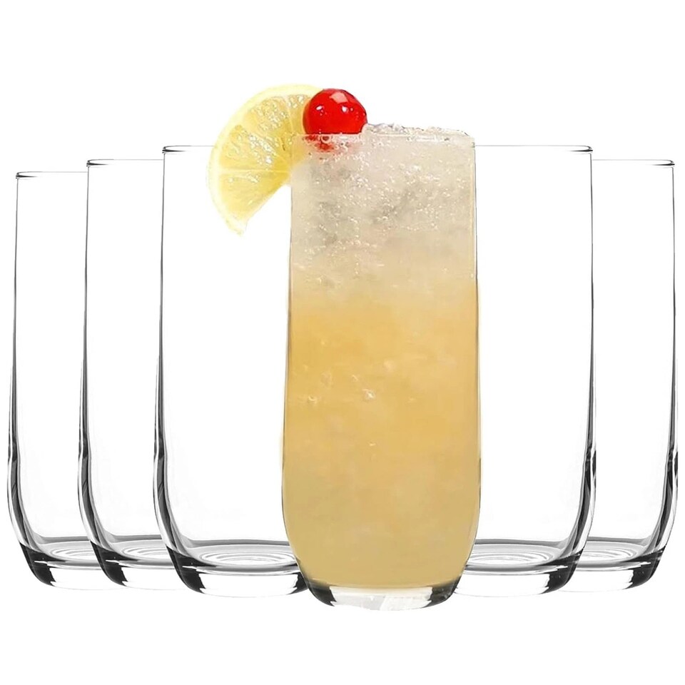 image 1 of 6 Pcs Tall Highball Queensway Drinking Glasses Cocktails Desserts Water 415ml