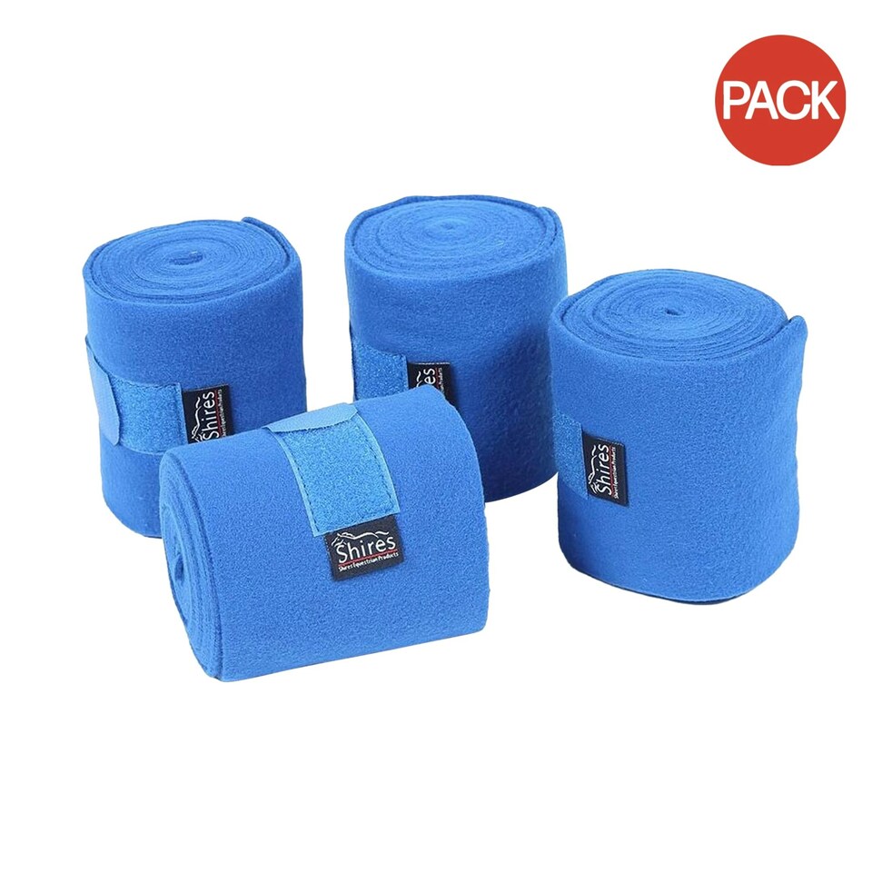 image 1 of Shires Fleece Horse Bandages (Pack of 4) - Royal Blue - 11cm x 3m