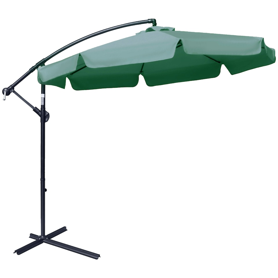 image 1 of Outsunny 2.7m Garden Cantilever Banana Parasol with Crank, Green
