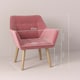 image 7 of HOMCOM Velvet-Feel Accent Chair with Arms Slanted Back Wood Legs Pink