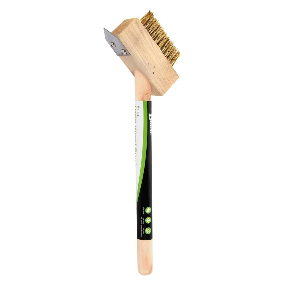 image 1 of Green Blade Wooden Handle Weed Brush - Brown Brown