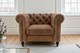 image 2 of Faux Leather Suede Brown 1 Seater Chesterfield Sofa With Wooden Feet CAMDEN