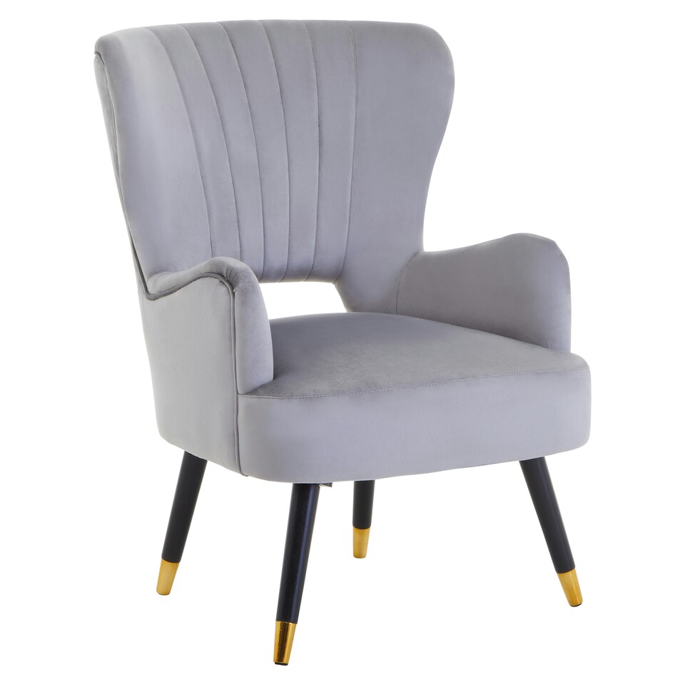 image 1 of Interiors by Premier Grey Velvet Cut Out Back Chair, Sturdy Support Homebase Chair, Built to Last Velvet Desk Chair