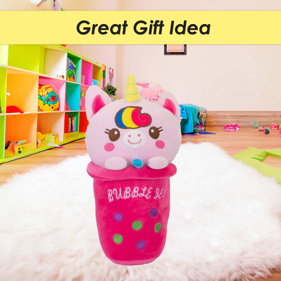 image 1 of PMS 25cm Bubble Tea Soft Toy - Cat, Sloth, Unicorn, Panda Cuddly Stuffed Toy