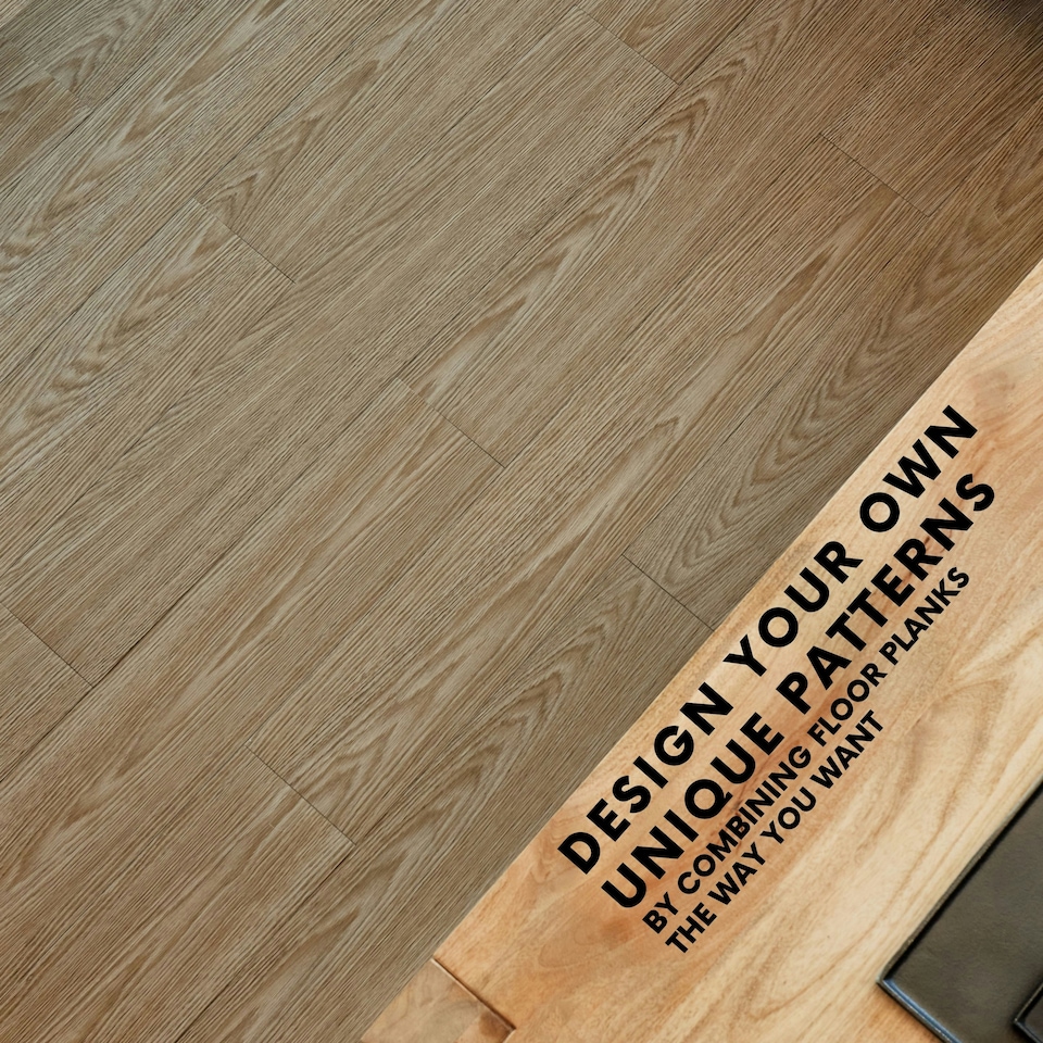 image 1 of NOVECRAFTO Self Adhesive Vinyl Floor Planks – Peel & Stick Flooring – Beige Grey Wood Effect – Easy DIY Installation – Durable & Waterproof Tiles | Brown | 0.97 sqm