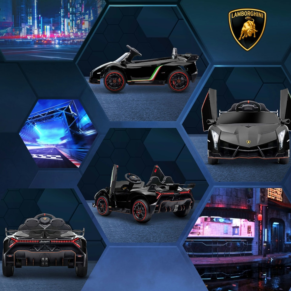 image 1 of HOMCOM Lamborghini Veneno Licensed Electric Ride-on Car w/ Remote- Black