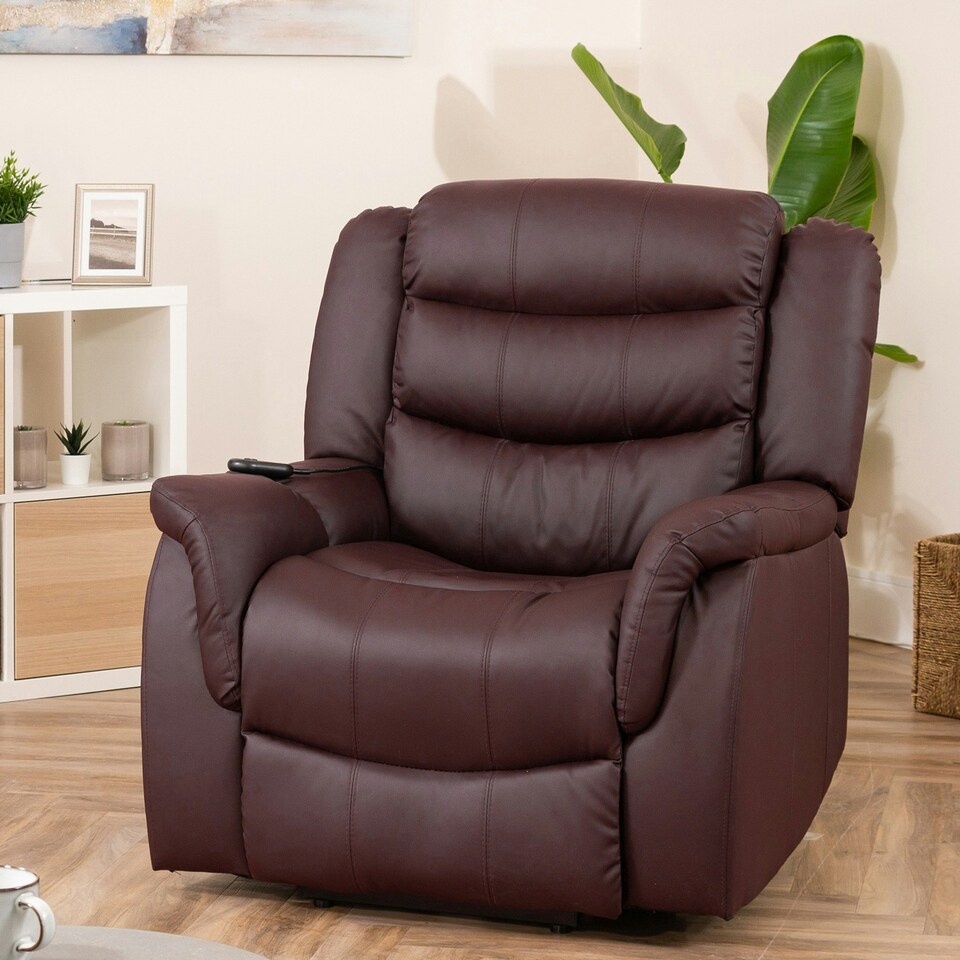 image 1 of Almeira Electric Riser Recliner with Massage and Heat - Burgundy