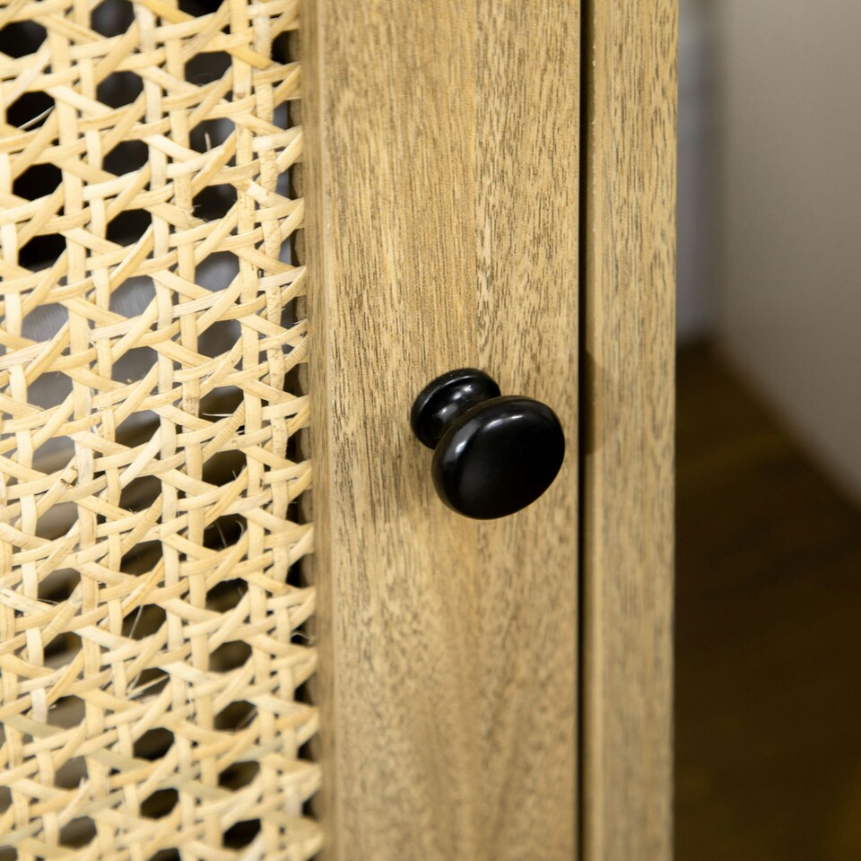 image 1 of HOMCOM Nightstand, Rattan Bedside Table, Sofa Side Table