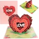 image 1 of Triple Rose Heart "LOVE" 3D Pop Up Greeting Card