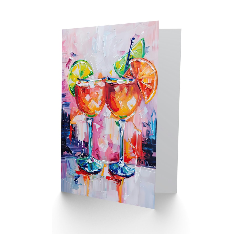 image 1 of Aperol Spritz Cocktails Oil Colourful Him Her Birthday Card