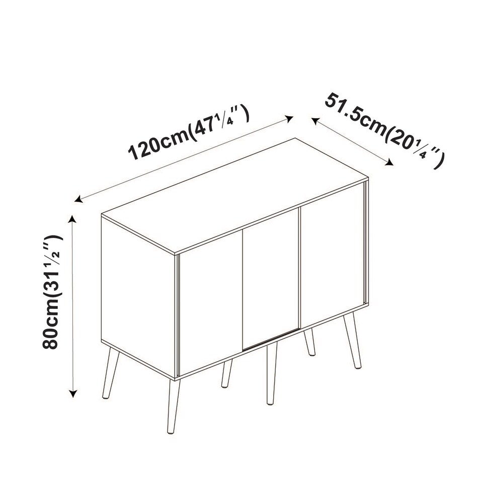 image 1 of URBNLIVING Grey Carcass 3 Door Sliding Storage Cabinet | Multi | Black Doors & White Legs | 1