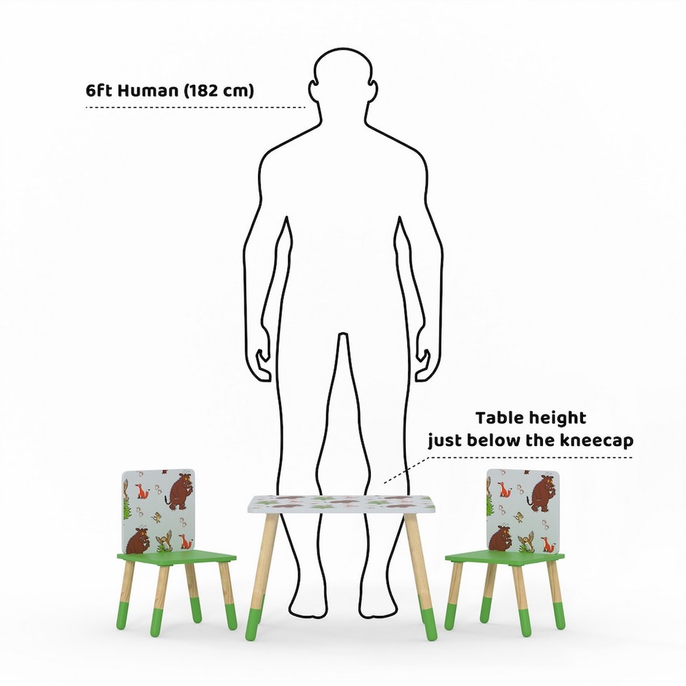 image 1 of Gruffalo Kids Table & 2 Chairs Set - Forest Themed Play & Activity Furniture - Assembly Required